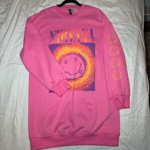 Pink Nirvana Graphic Sweatshirt Dress